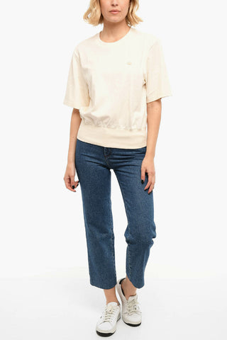T-shirt A Maniche Corte Con Vita Elasticizzata Girocollo