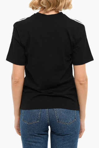 Embroidered Logo Contrasting Bands Short Sleeves T-shirt