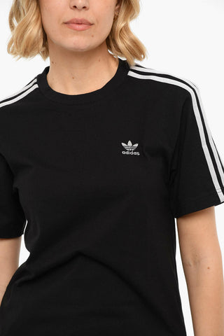 Embroidered Logo Contrasting Bands Short Sleeves T-shirt