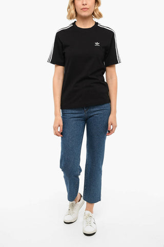 Embroidered Logo Contrasting Bands Short Sleeves T-shirt