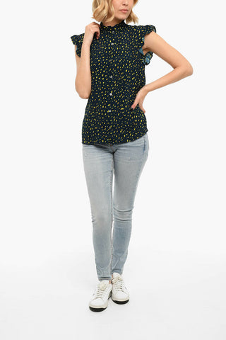 Blusa Smanicata A Fantasia Con Chiusura A Bottoni