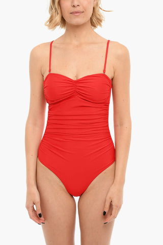 Solid-colored One-piece Swimsuit with Pleats