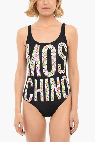 SWIM One-piece Swimsuit with Multicolored Logo Lettering