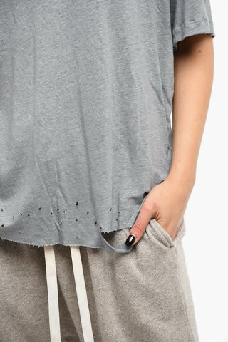 Distressed Linen Crewneck Short Sleeved T-shirt