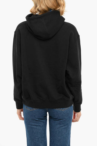 Embroidered Logo Brushed Cotton Hoodie With Drawstrings
