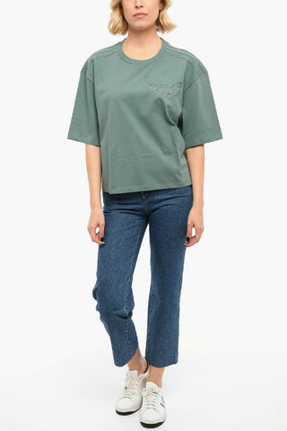 Embroidered Logo Crewneck Short Sleeved T-shirt