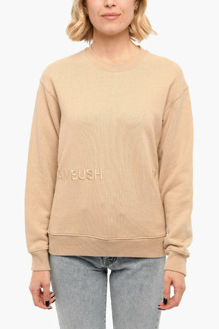 Embroidered Brushed Cotton Crewneck Sweatshirt