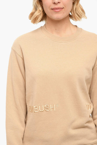 Embroidered Brushed Cotton Crewneck Sweatshirt