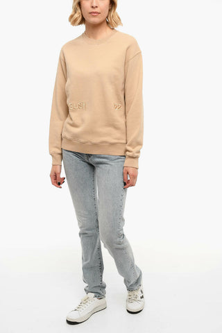 Embroidered Brushed Cotton Crewneck Sweatshirt