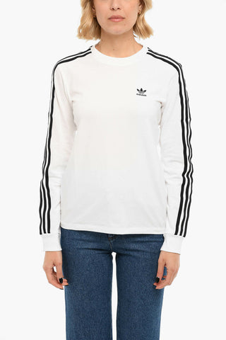 Embroidered Logo Contrasting Bands Long Sleeved T-shirt
