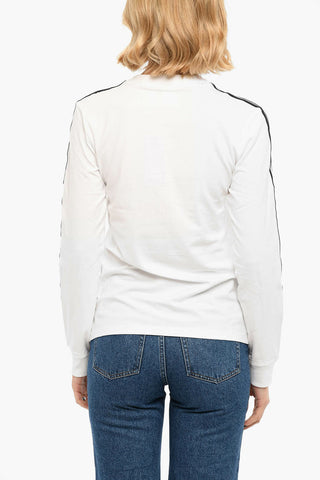 Embroidered Logo Contrasting Bands Long Sleeved T-shirt