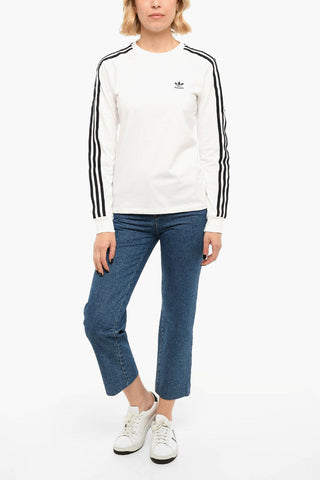 Embroidered Logo Contrasting Bands Long Sleeved T-shirt