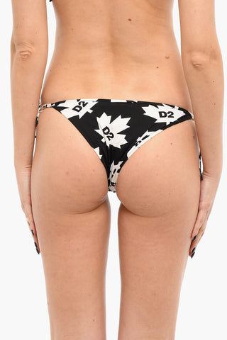 Slip Bikini Con Stampa logo Allover E Laccetti Laterali