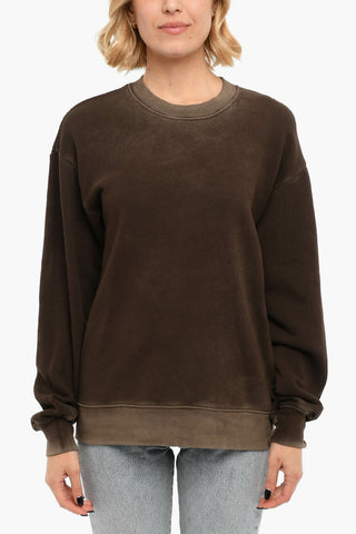 Vintage effect Brushed Cotton Crewneck Sweatshirt
