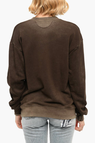 Vintage effect Brushed Cotton Crewneck Sweatshirt