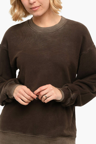 Vintage effect Brushed Cotton Crewneck Sweatshirt