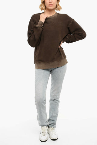 Vintage effect Brushed Cotton Crewneck Sweatshirt