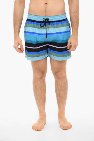 Recycled-nylon Swimshorts in Stripe-motif