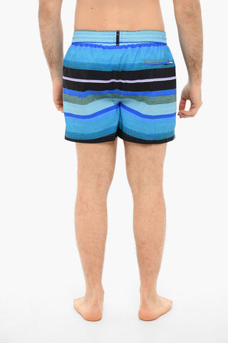 Recycled-nylon Swimshorts in Stripe-motif