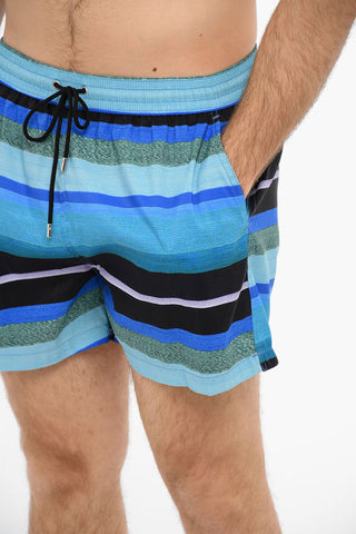 Recycled-nylon Swimshorts in Stripe-motif