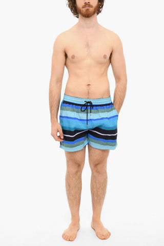 Recycled-nylon Swimshorts in Stripe-motif