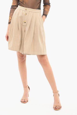 Wide-leg High-waisted Shorts with Striped Pattern