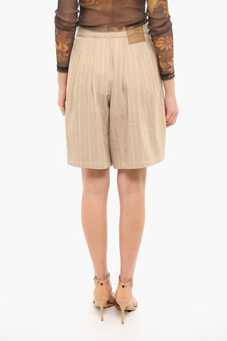 Wide-leg High-waisted Shorts with Striped Pattern