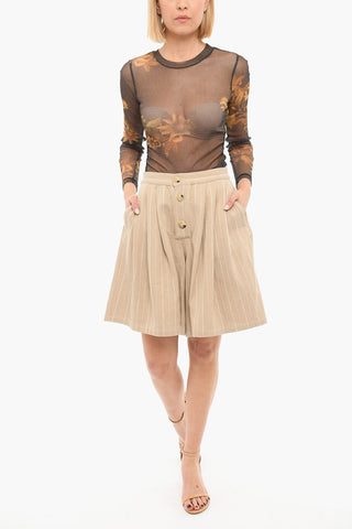 Wide-leg High-waisted Shorts with Striped Pattern