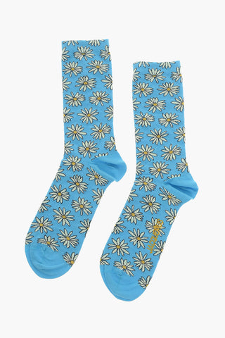 Long Logoed LES CHAUSSETTES Socks with Floral Motif