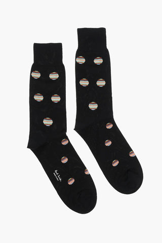 Knit Long Socks with Polka Pattern