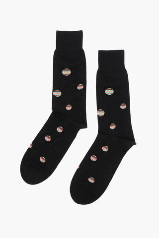 Knit Long Socks with Polka Pattern