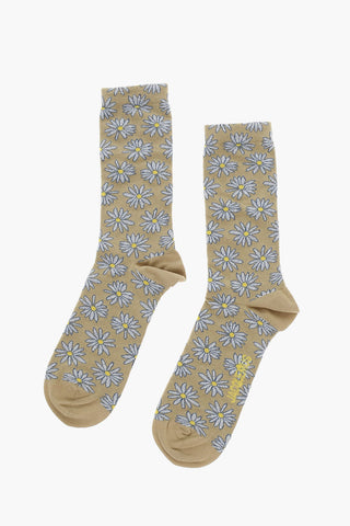 Long Logoed LES CHAUSSETTES Socks with Floral Motif