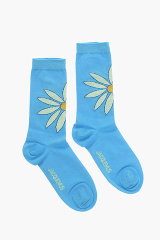 Long Logoed LES CHAUSSETTES Socks with Floral Motif