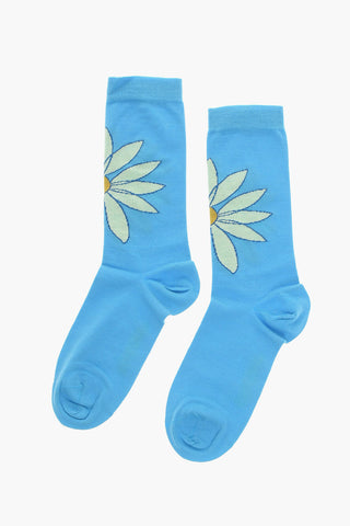 Long Logoed LES CHAUSSETTES Socks with Floral Motif