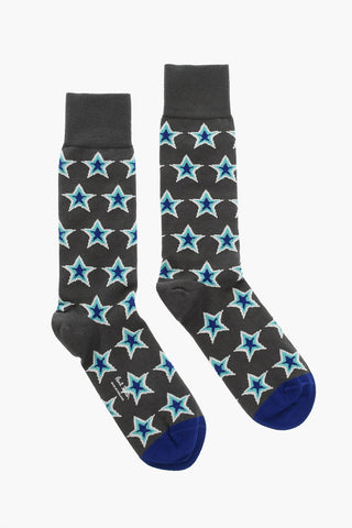 Stretch Cotton Long Socks with Star Pattern