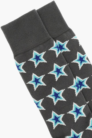 Stretch Cotton Long Socks with Star Pattern