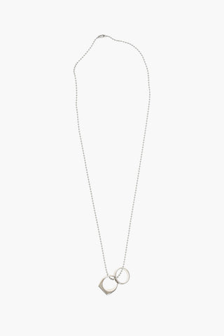 Silver-Tone Brass Necklace with Double Ring