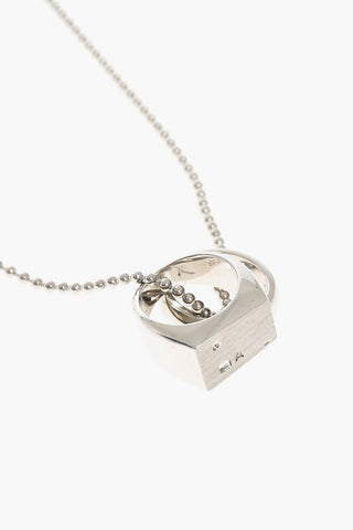 Collana in Ottone Argentata con Doppio Anello