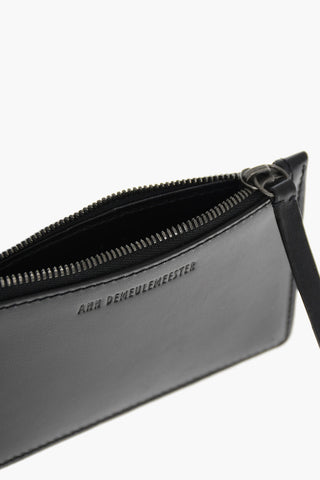 Solid Color Leather Card Holder With Zip Closure