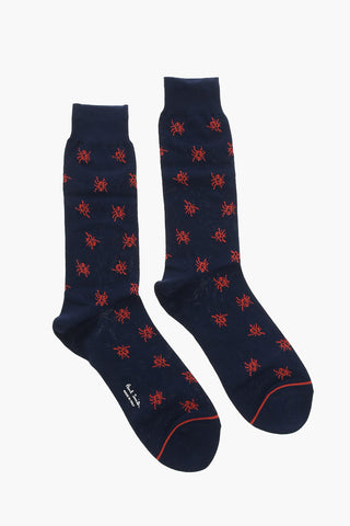 Long Socks with Allover Spiders Pattern