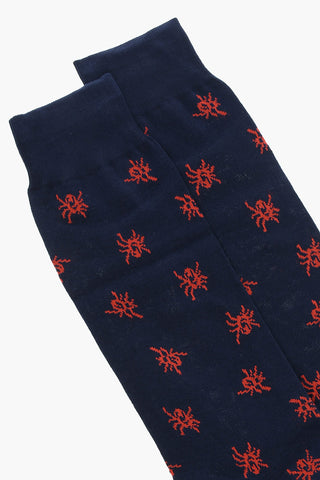 Long Socks with Allover Spiders Pattern