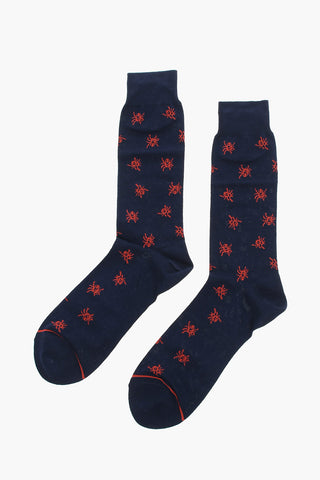 Long Socks with Allover Spiders Pattern