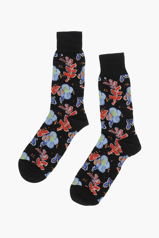 Long Socks with Allover Floral Pattern