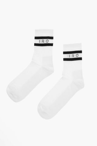 Long Socks with Ribbed Cuffs and Graphic Logo