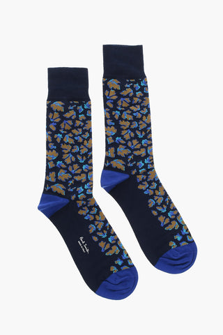 Stretch Cotton Long Socks with Graphic Pattern