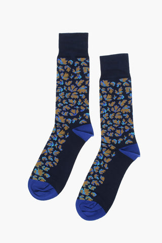 Stretch Cotton Long Socks with Graphic Pattern