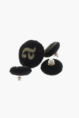 Set of 4 Round Brooches with Lurex Embroidery