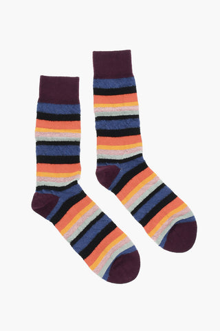 Long Socks with Multicolored Striped Pattern