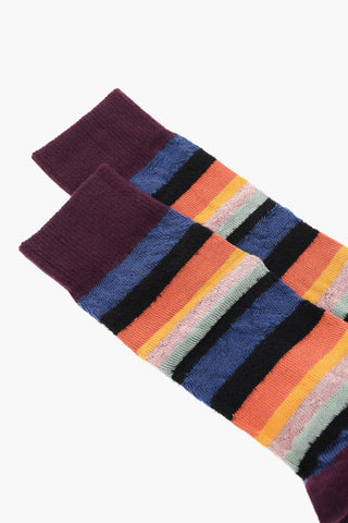Long Socks with Multicolored Striped Pattern