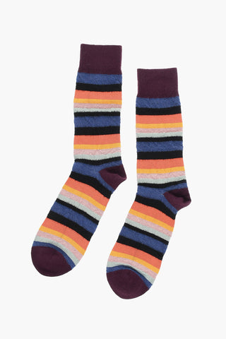 Long Socks with Multicolored Striped Pattern